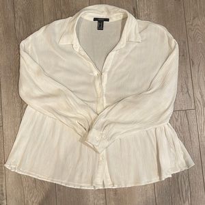 Medium forever 21 white button down shirt with collar